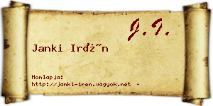 Janki Irén névjegykártya